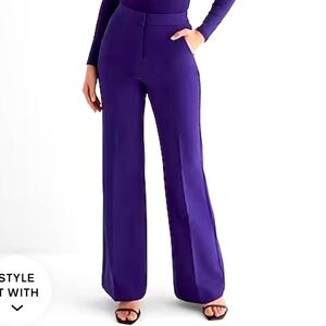EXPRESS EDITOR  HIGH WAISTED TROUSERS FLARED PURPLE PANTS